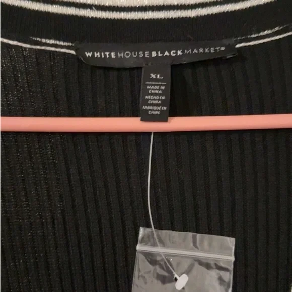 White House Black Market Wool Blend Ribbed Stripe Trim Knit Duster Cardigan - Picture 7 of 7